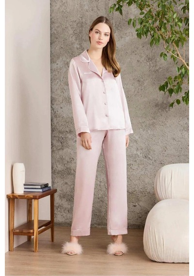 Pierre Cardin Kadın Saten Boydan Düğme Pijama Takımı 1200 001