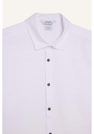 DeFacto Slim Fit Dar Kesim Pamuklu Basic Düz Uzun Kollu Beyaz Gömlek A4644AX25SPWT34