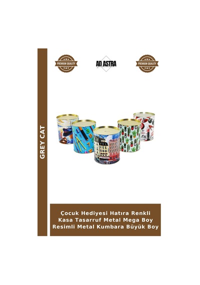Çocuk Hediyesi Hatıra Renkli Kasa Tasarruf Metal Mega Boy Resimli Metal Kumbara Büyük Boy