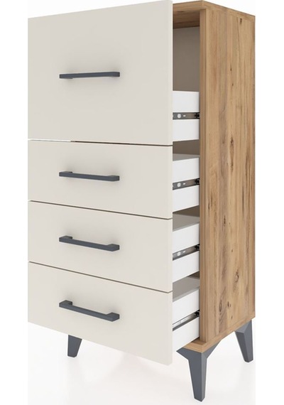 Arges Komodin 4 Çekmeceli 44x30x96 Çam-aytaşı Atlas Çam