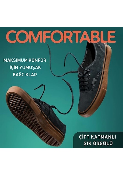 İpekbazaar Exclusice 120 Cm Yassı Spor Ayakkabı Bağcığı, Çift Katmanlı Örgülü Sneakers Bağcık, 1 Çift 001