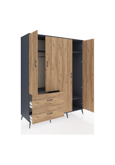 Kronos Gardrop 4 Raflı 2 Çekmeceli 2 Askılı 176x59x221 Antrasit-çam Çam Kronos Gardrop 4 Raflı 2 Çekmeceli 2 Askılı 176x59x221 Antrasit-çam Çam