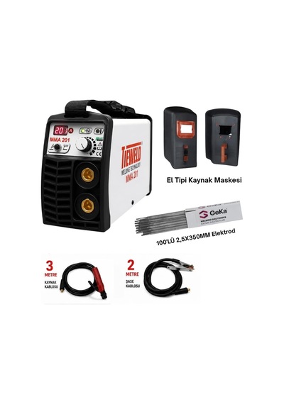 Tieweld Mma 201 İnverter Kaynak Makinası + El Kaynak Maskesi + 100 Adet 2.50x350mm Elektrod