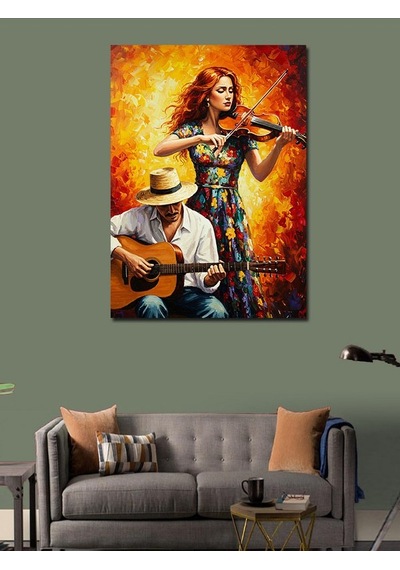 Kanvas Tablo Müzik Ve Kırsal Romantizm 100cmx140cm