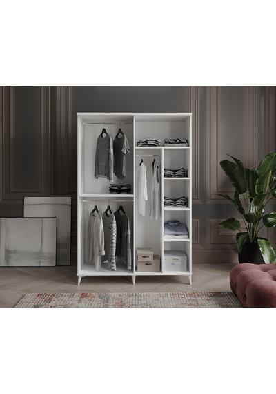 GuneyStore Milano 4 Kapaklı Komple Mdf Beyaz Gardırop