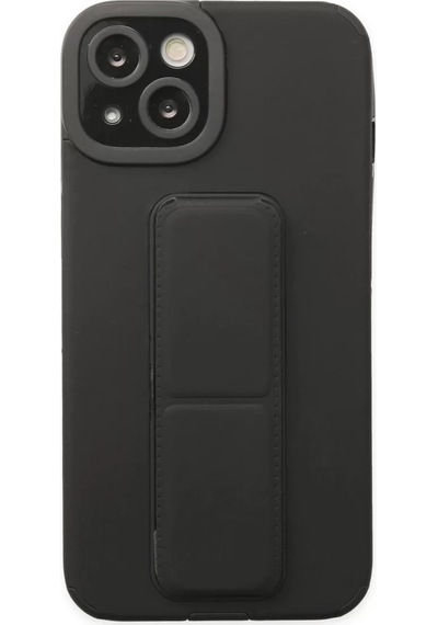 Newface Apple Uyumlu iPhone 14 Plus Kılıf Mega Standlı Silikon - Siyah Resimdeki