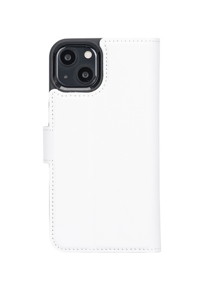 Apple İphone 13 Uyumlu Deri Cüzdanlı Kılıf F3 Beyaz Diğer