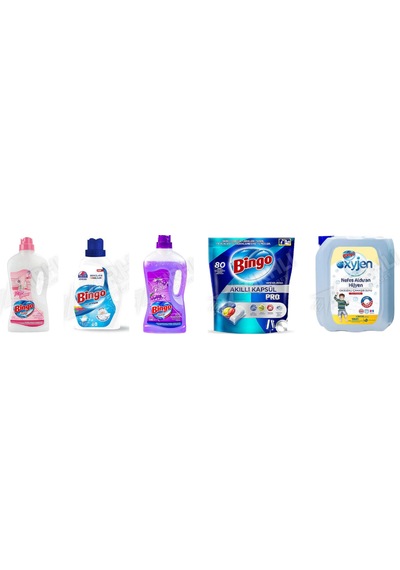 Bingo Yüzey Tem. Fresh 2.5 Lt + Beyazlar İçin Sıvı Det. 1755 Ml + Yüzey Tem. Fresh 2.5 Lt + Tablet Pro 80'li + Çamaşır Suyu 4 Lt 5'li Set Diğer