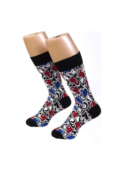 Ozzy Socks Kalp Desenli Çorap Siyah