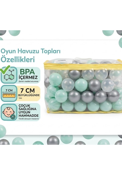 Casual Renkli Havuz Topu 7 Cm 100 Adet Mint