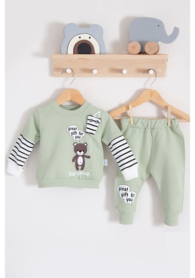 Babydonat Gift For You Desenli 2'li % 100 Pamuk Erkek Bebek Takımı
