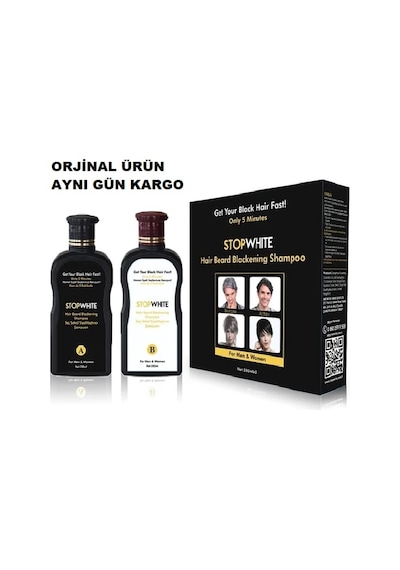 Stop Whıte Stopwhite Saç Sakal Siyahlaştırıcı Şampuan Seti 400 Ml