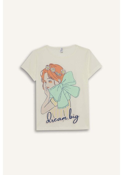 Defacto Kız Çocuk Pijama Takımı Baskılı Kısa Kollu Üst Beli Lastikli Şort E0663a825hser85 Ekru Defacto Kız Çocuk Pijama Takımı Baskılı Kısa Kollu Üst Beli Lastikli Şort E0663a825hser85 Ekru