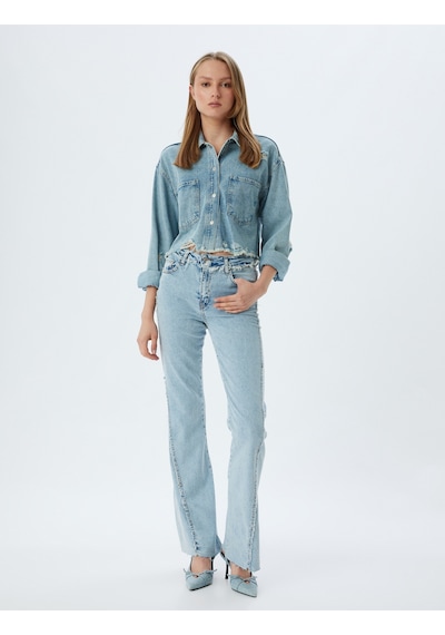 Koton İspanyol Paça Kot Pantolon Düğmeli Normal Bel Slim Fit - Flare Jean Açık İndigo 5wal40054md Açık İndigo Koton İspanyol Paça Kot Pantolon Düğmeli Normal Bel Slim Fit - Flare Jean Açık İndigo 5wal40054md Açık İndigo
