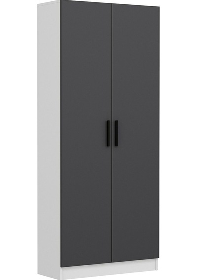 Minar Kale 210 Cm 2 Kapaklı 2b Raf Portmanto Beyaz Antrasit