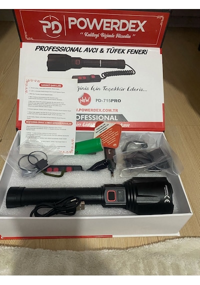 Powerdex Pd-715 Pro 40w & 4000 Lümen Profesyonel El & Avcı Tfeği Feneri Siyah