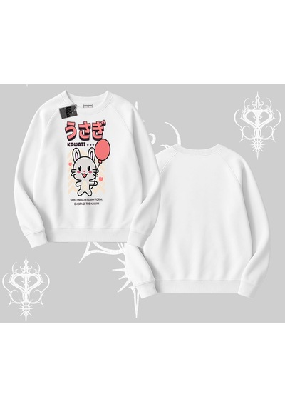 Startmore Biskilet Sweatshirt Usagi Kawaii Cute Heart Energy Beyaz