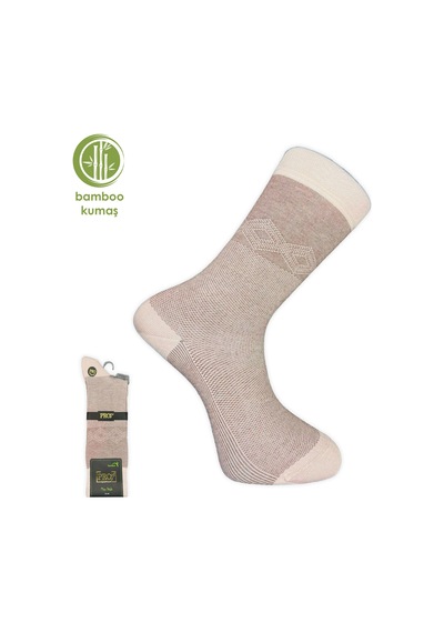 Bambu Erkek Çorabı - Tumaniş - Bej 17104-r8 Çok Renkli