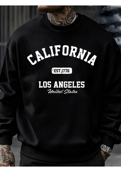 Startmore Startmorekaliforniya Los Angeles Baskılı Sweatshirt Erkek Sokak Modası Spor Tişörtü Sonbahar Büyük Bed Siyah