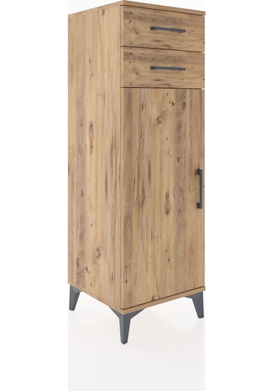 Hyperion Dolap 2 Raflı 2 Çekmeceli Tek Kapaklı 44x44x134 Çam-çam Çam