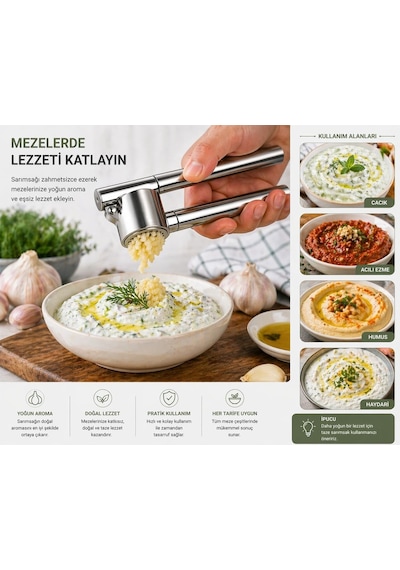 Pratik Metal Sarımsak Ezici Ergonomik Saplı Güçlü Sıkım Kolay Temizlenir Dayanıklı Mutfak Tipi Sarımsak Presi Diğer