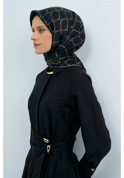 Armine İpek Eşarp 2026 Yaz - 9538-84 Siyah Twill