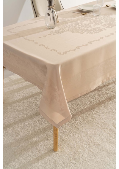 Rivaistanbul Jumbo Jakar Cappuccino Sıvı İtici Leke Tutmaz Masa Örtüsü 160x220 Cm Kahverengi