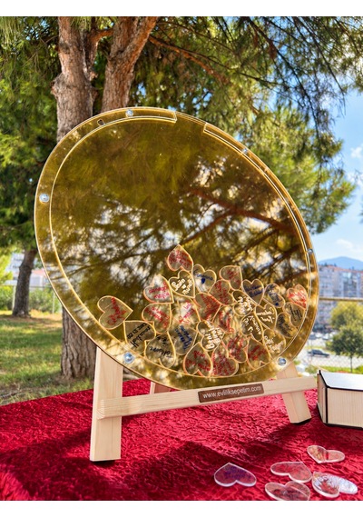 Kişiye Özel Full Altın Pleksi Yuvarlak Anı Kutusu 50cm