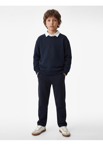 Koton Uzun Kollu Okul Gömleği Yaka Oversize Okul Sweatshirt Lacivert 7wkb10005tk