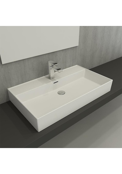 Bocchi Milano Tezgah Üstü Lavabo 80 CM Mat Beyaz 1377-002-0126