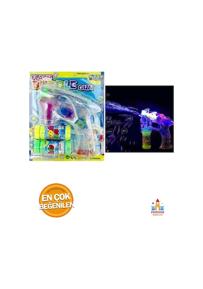 Işıklı Pilli Şeffaf Plastik Oyuncak Köpük Tabancası Köpük Yapma Silahı Bubble Gun Köpük Makinesi