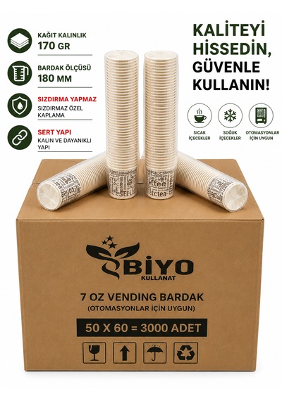 7 Oz Karton Bardak Koli 3000 Adet