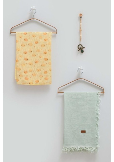 Caramell Basıc İkili Müslin Battaniye Emzik Askısı Üçlü Kutulu Set-100x120 Cm Crm.v3.2486 Çok Renkli