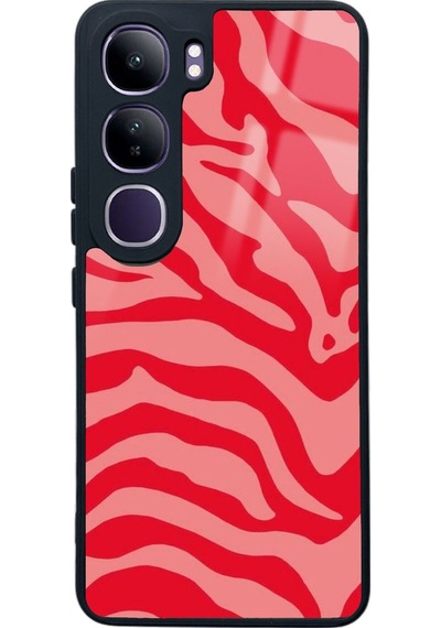 Vivo V40 Lite Red Zebra Tasarımlı Glossy Telefon Kılıfı Çok Renkli