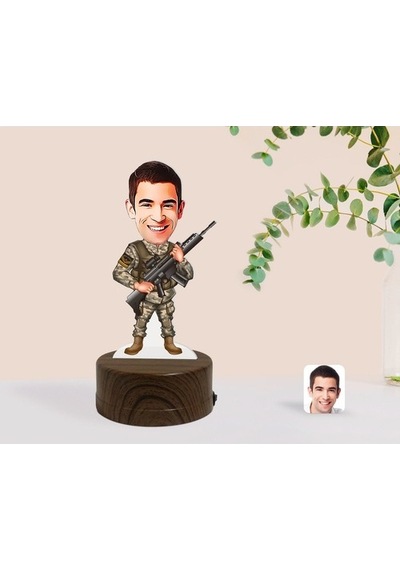 Kişiye Özel Uzman Jandarma Karikatürlü Dekoratif 3D Biblo Led Işı