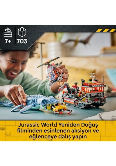 LEGO® Jurassic World Mosasaurus Dinozor Tekne Saldırısı 779837 - 7 Yaş Üzeri için Minifigür İçeren Oyuncak Yapım Seti (703 Parça)