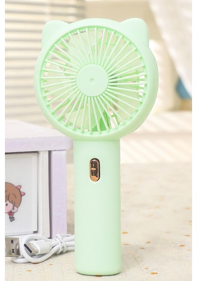 3 Modlu Şarjlı El Fanı 3 Kademe Seyahat Masaüstü Vantilatör Taşınabilir Mini Fan Yeşil F136