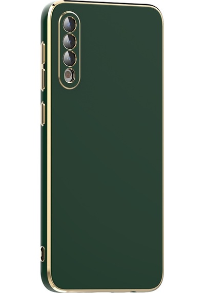 Samsung Galaxy Uyumlu A50 Kılıf Zore Kenarı Gold Renk Silikon Bark Kapak
