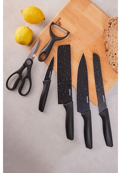 Karaca  Black Stone 6 Parça Makas ve Soyacaklı Bıçak Seti