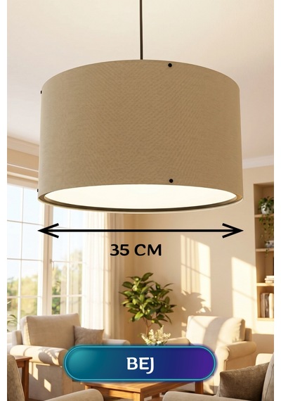 Bej Kumaş Başlıklı Sarkıt Avize 35 Cm Diğer