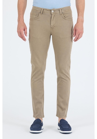 İmza Koyu Bej Pamuklu 5 Cep Casual Slim Fit 5 Cep Pantolon 1003250318 Fransız Bej
