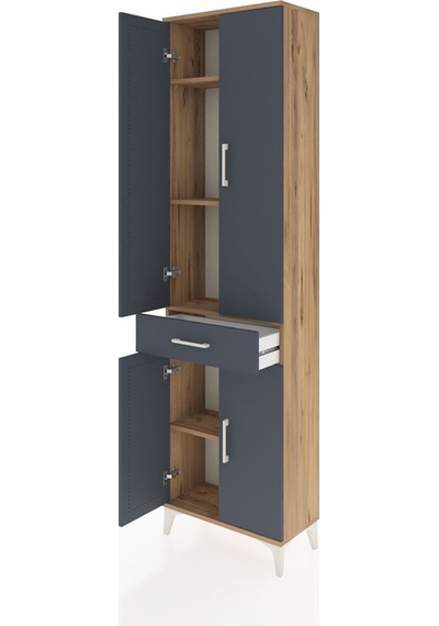 Arges Dolap 4 Raflı Tek Çekmeceli 4 Kapaklı 60x30x221 Çam-ant... Çam