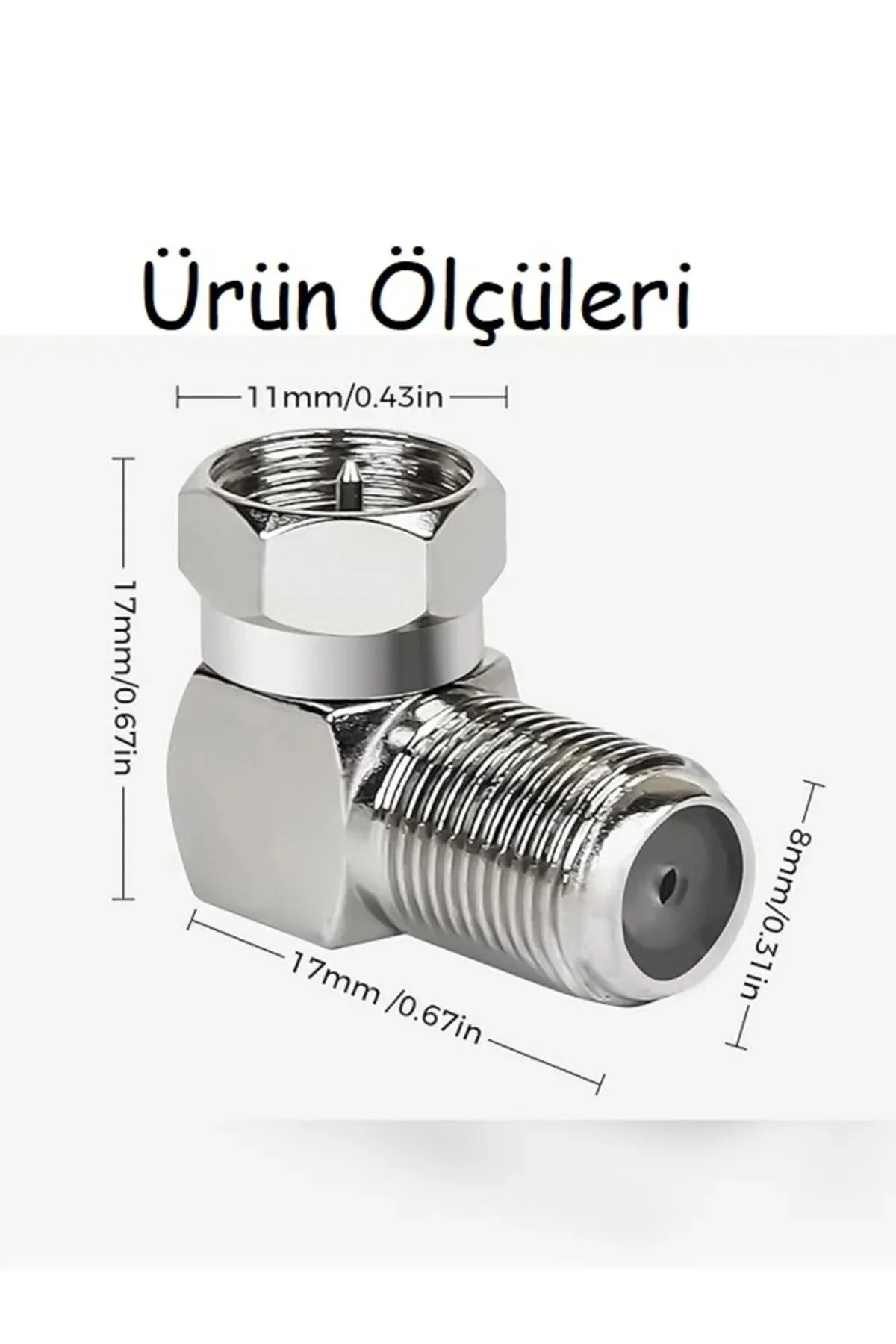 L Tipi Konnektör Fiş Rg6 Çevirmeli 90 Derece Tv Uydu Cvtv Sistemlerine Uygun F Konnektör 10 Adet
