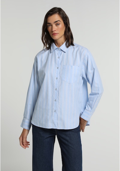 Colin's Colins Boyfriend Fit Shirt Neck Çizgili Kadın Mavi Uzun Kol Gömlek Cl1081918 Q1.v1 Ble Colin's Colins Boyfriend Fit Shirt Neck Çizgili Kadın Mavi Uzun Kol Gömlek Cl1081918 Q1.v1 Ble