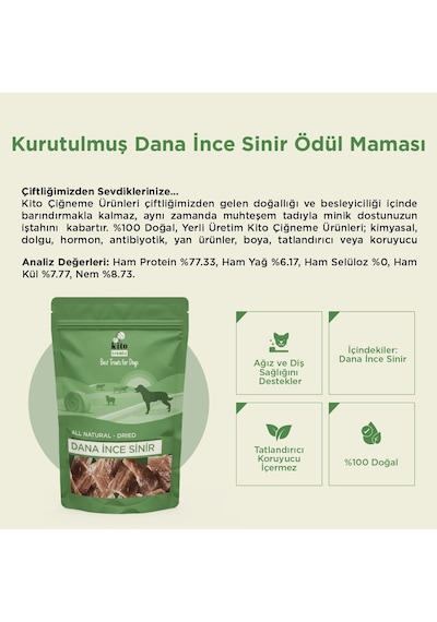 Kito Dana İnce Sinir Çiğnemelik Doğal Glutensiz Organik Köpek Ödül Maması 100 G