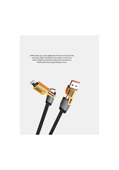 Usb-a 4 Ü 1 Arada Örgülü Kablo Metal Uç Dayanıklı