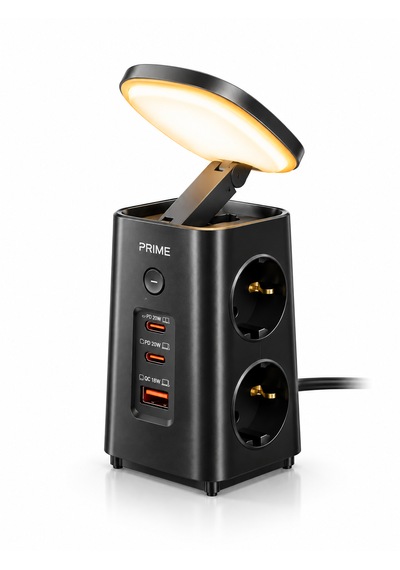 Akım Korumalı 4'lü Priz 1 Usb 2 Type-c Gece Lambalı Masaüstü Hızlı Şarj Çoklayıcı 0 - 2 M