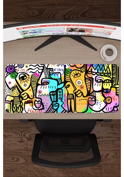 İllüstrasyon Kaymaz Dikişli Kauçuk Oyuncu Mousepad V3 - 70x30 Xl Gaming Mouse Pad Fare Altlığı
