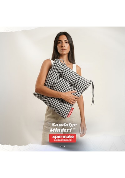 Pötikareli Sandalye Minderi 40x40 Pofidik Piknik Minderi Siyah
