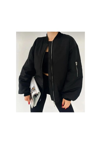 Voxx Unisex Bomber Kolej Ceket Siyah Siyah
